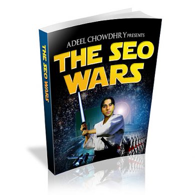 "The SEO Wars" book cover: A captivating design featuring bold typography and vibrant colors, symbolizing the fierce competition in the world of search engine optimization.